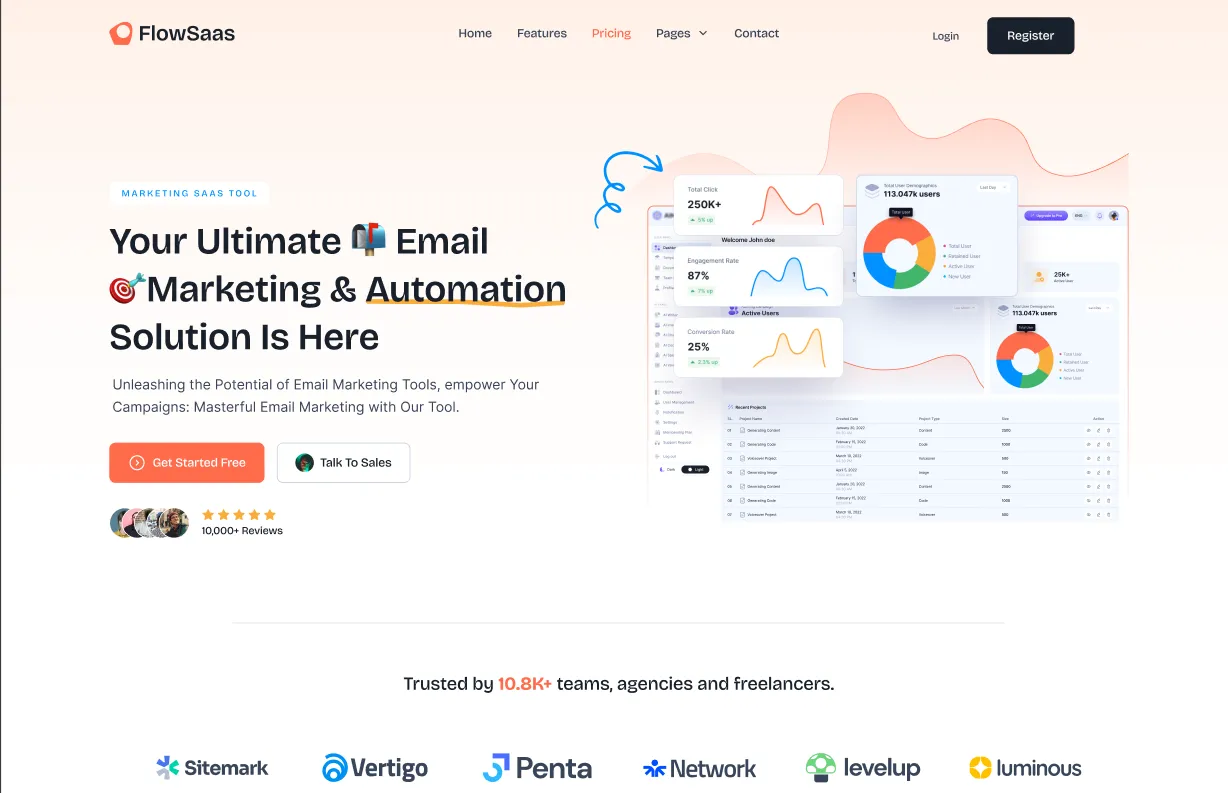 FlowSaaS landing page