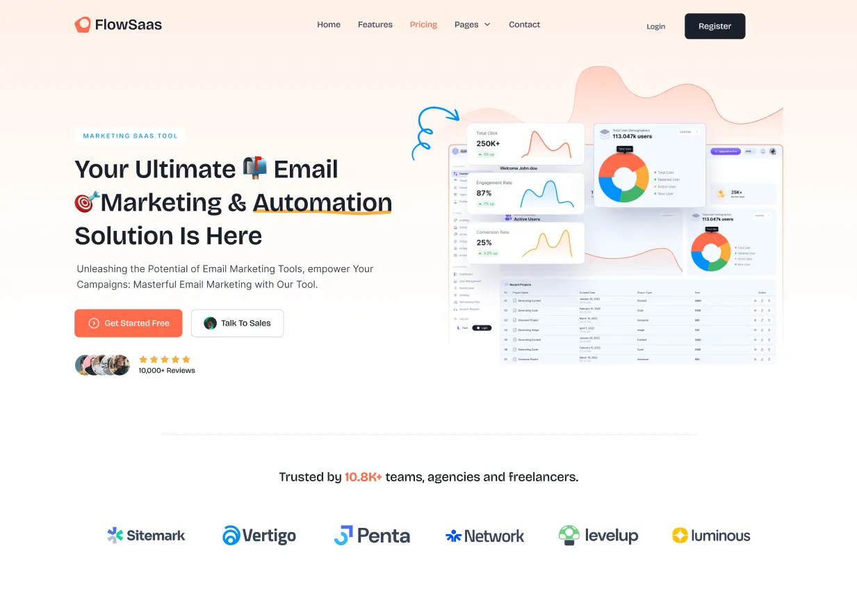 FlowSaaS landing page