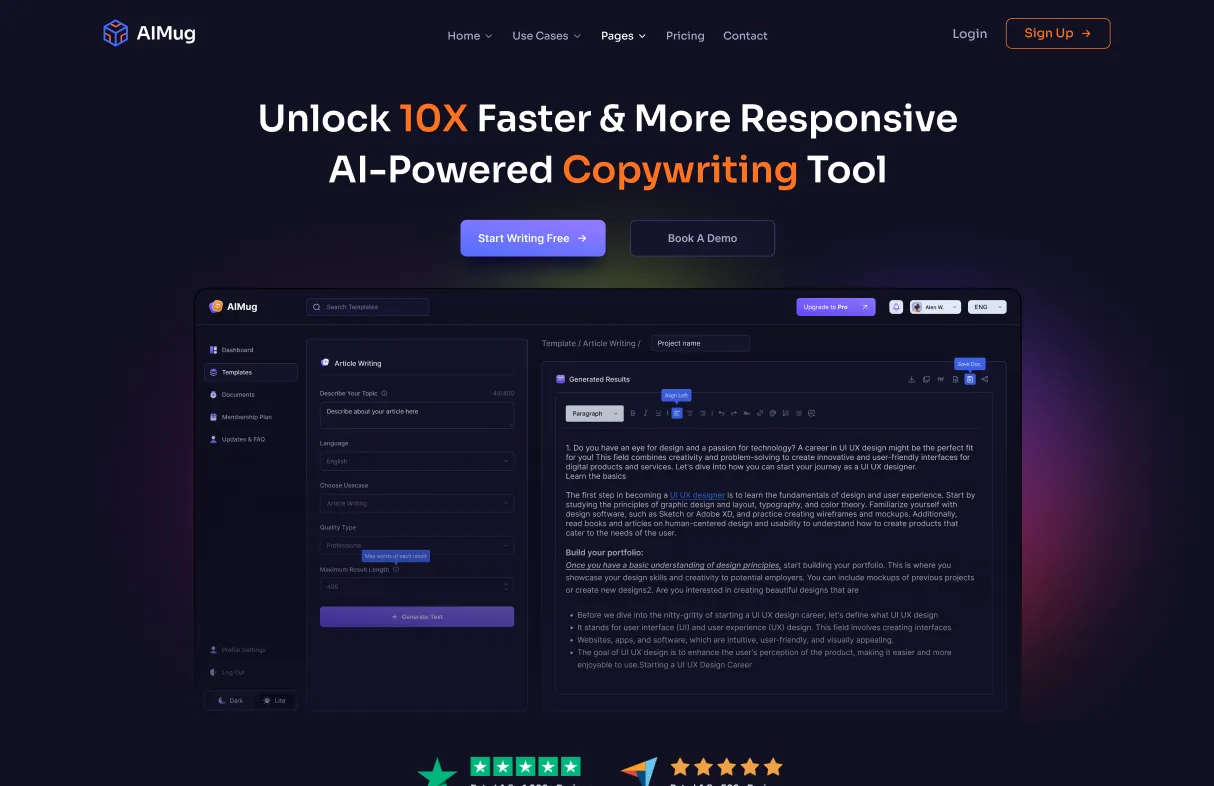 AIMug landing page