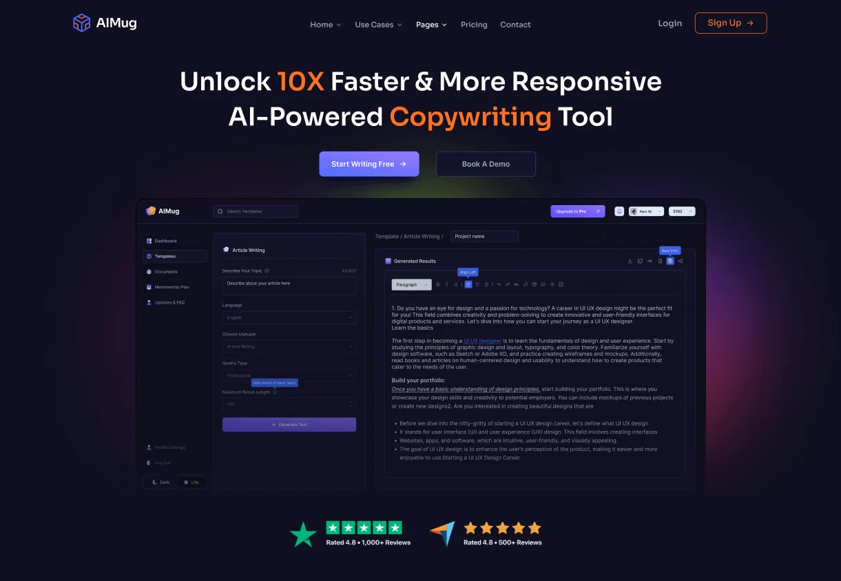 AIMug landing page